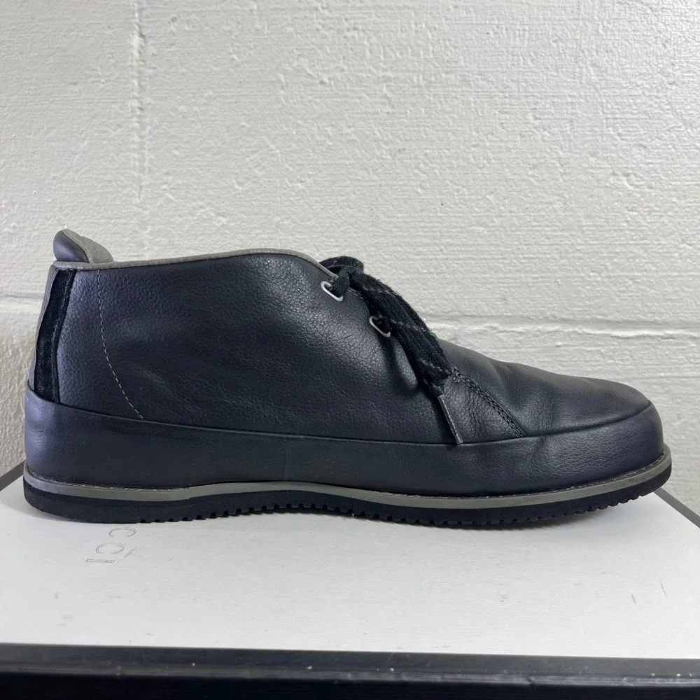 Ahnu AF2446BLK Chukka Ankle Boots Black Leather Lace Up Men's Size 13 US